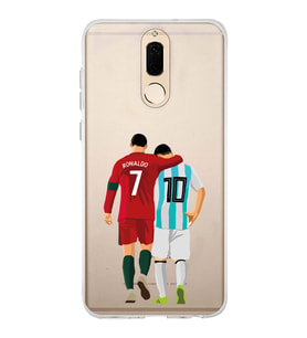 Huawei Mate 10 Lite Uyumlu Lionel Messi ve Cristiano Ronaldo Desenli Şeffaf Telefon Kılıfı