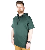 Mode XL Büyük Beden Tshirt Reglan Kapşonlu 22117 Nefti