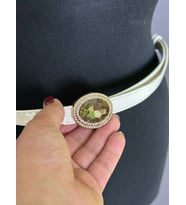 CAM TAŞLI TASARIM KADIN KEMER 110X1 CM (Ekru)