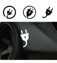 Elektrikli Araba Tampon Fiş Priz Logosu Sticker Etiket Beyaz 14 CM