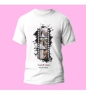 Kendin Tasarla 3 Adet Fotoğraf Baskılı Tshirt Tişört (Beyaz)