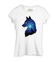 Wolfs at Night Beyaz Kadın Tshirt