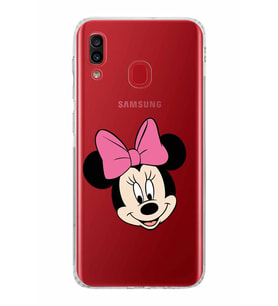 Samsung Galaxy A20  Kamera Korumalı  Kapak Minnie Mouse Tasarımlı  Şeffaf Kılıf