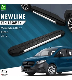 S-Dizayn Mercedes Citan Uzun Şase NewLine Krom Yan Basamak 223 Cm 2012-2021 A+ Kalite