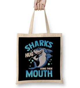Cute & Funny Sharks Hug Using Their Mouth Bez Çanta Uzun Saplı