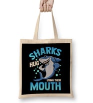 Cute & Funny Sharks Hug Using Their Mouth Bez Çanta Uzun Saplı