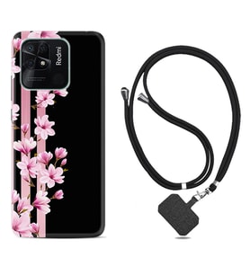 Xiaomi Redmi Note 7 8 9 Pro 10 2022 10 Pro 10S Kılıf Boyun Askılı Silikon Pink Flowers 3 1393