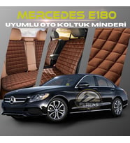 Mercedes E180 Kahverengi Renk Tay Tüyü Cepli & Terletmez Sırtlı Oto Koltuk Minder Seti - Koltuk Koruma Kılıfı (ÖN & ARKA TAM SET)