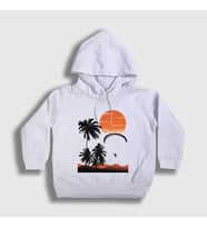 Presmono Unisex Çocuk Beyaz Freedom Sunset Paragliding Kapüşonlu Sweatshirt 508768tt