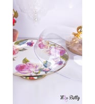 Emaye Ayaklı 30 cm Kek Fanusu Rose Deluxe