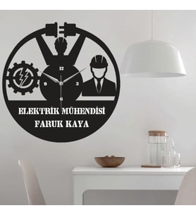 Elektrik Mühendisi 1  Temalı Ahşap Duvar Saati