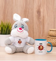 Kişiye Özel Başak Burcuna Hediye Peluş Tavşan ve Mavi Kupa