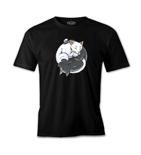 Yin Yan Cats Siyah Erkek Tshirt