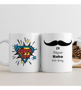 Babaya Esprili Süper Baba Mesajlı Porselen Kupa Bardak