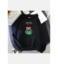 Kurbağa Kalpli Kapşonlu Sweatshirt