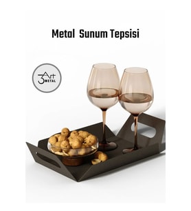 Metal Sunum Tepsisi - Modern ve Şık Kahvaltı & Kahve İkram Tepsisi- Banyo Organizer