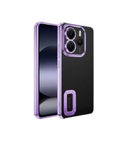 Coverzone Xiaomi Redmi Note 14 5G ile uyumlu K?l?f Kamera Korumal? Logo G�steren Parlak renk kenar �izgileri ile ??k bir tasar?m Colored Z-Omega Kapak Lila