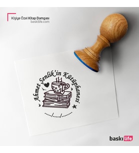 Kahve Kişiye Özel Kitap Damgası Kitap Mührü Kaşe Kitap Mühür Özel Damga 489