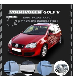 Volksvogen Golf 5 Oto Araç Kapı Koruma Fitili 5metre Parlak Gri Renk