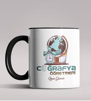 Kişiye Özel Coğrafya Öğretmeni Tasarımlı Siyah Renk Kupa Bardak 7 (Siyah)
