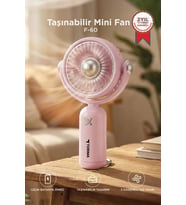 Torima Şarjlı El Vantilatörü Hareketli Başlıklı 3 Kademeli Mini Taşınabilir Masa Fanı F60 Pembe