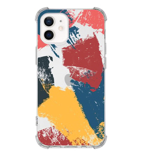 Apple iPhone 12 Uyumlu Darbe Emici Antişok  Kapak Brush Stroke Tasarımlı Şeffaf Silikon Kılıf