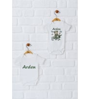 Pia Baby Premium %100 Pamuk İsme Özel Organik Baskılı İkili Set Çıtçıtlı Bebek Body Zıbın Modelleri 5000-17 (Ekru)