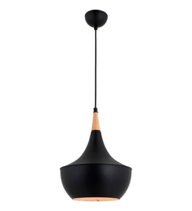 AVONNI AV-4106-A7-BSY Siyah Boyalı Modern Avize E27 Metal Ahşap 40cm