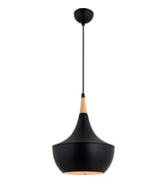 AVONNI AV-4106-A7-BSY Siyah Boyalı Modern Avize E27 Metal Ahşap 40cm