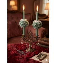 Mumelia Candles Şakayıklı Şamdan Mum 2'li - Doğal Soya, El Yapımı, Dekoratif - Adaçayı Yeşili