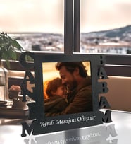 Kişiye Özel Fotoğraflı Canım Babam Tasarımlı Siyah Masaüstü Çerçeve