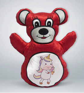 BK Gift Unicorn Tasarımlı Kırmızı Ayıcık Yastık-1