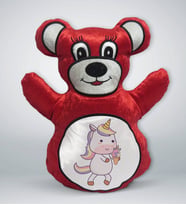 BK Gift Unicorn Tasarımlı Kırmızı Ayıcık Yastık-1