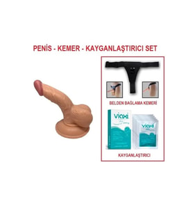 13 cm Belden Bağlamalı Realistik anl Vajinal Dildo Penis Set
