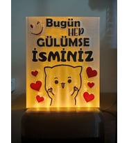 Kişiye Özel İsimli Hediyelik Kablolu Led Lamba - M20 - Bugün Hep Gülümse (Amber)