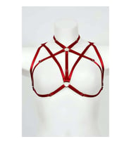 Boyundan Bağlamalı Fetiş Göğüs Harness (Beyaz)