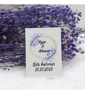 30 Adet Altın Mavi Çiçiçekli Ahşap Nikah Magnet Nikah Şekeri UV Baskı Nişan Hediyeliği Ekonomik-