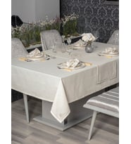 Cotton Box Keten Masa Örtüsü Takımı Pera Ekru 175x240