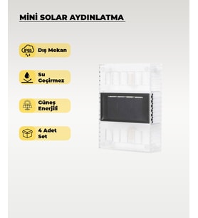 Mini Solar Aplik Gün Işığı - 4 Adet (Siyah)