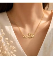 Kişiye Özel 925 Ayar Gümüş Zarif Çiçek Model İsim Kolye (Gold)