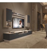 Decoraktiv Trendstyle 5220DA Mdf Tv Ünitesi Tv Sehpası - Beyaz Antrasit (Beyaz - Antrasit)