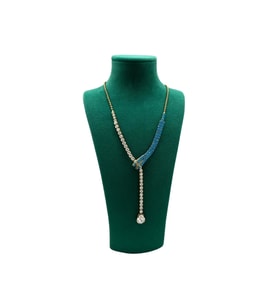 Yeşil Süet Kumaş Kolye Gerdanlık Zincir Takı Sergileme Mankeni 25/12 cm