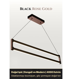 Orion Rose Gold 6500K Lineer LED Sarkıt Avize – Kumandalı Dim Edilebilir – Aşağı Işık (RoseGold)