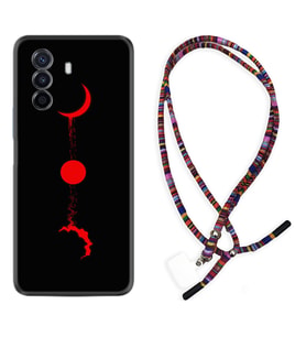 Huawei Nova Y70 Y90 Nova 9 SE  Kılıf Boyun Asklı Rasta Silikon Red Moon 1710