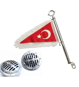 Motosiklet Makam Bayrağı ve Nikel Hella Korna Takımı