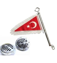 Motosiklet Makam Bayrağı ve Nikel Hella Korna Takımı