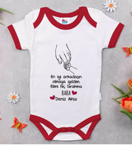 BK Kids Kişiye Özel En İyi Arkadaşın Olmaya Geldim Tasarımlı Kırmızı Bebek Body Zıbın-1