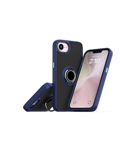Coverzone iPhone 16E ile uyumlu K?l?f Thunder Hux Y�z�kl� Kapak Olabilen 360� D�nebilen Y�z�k Aparat? ve Kamera Korumal? Y�kseltilmi? Thunder Hux Kapak Lacivert