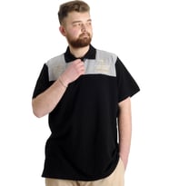 Mode XL Büyük Beden Erkek T-shirt Polo MILITARE 23327 Siyah