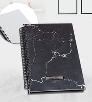 Kişiye Özel Mermer Desenli Defter (Siyah)